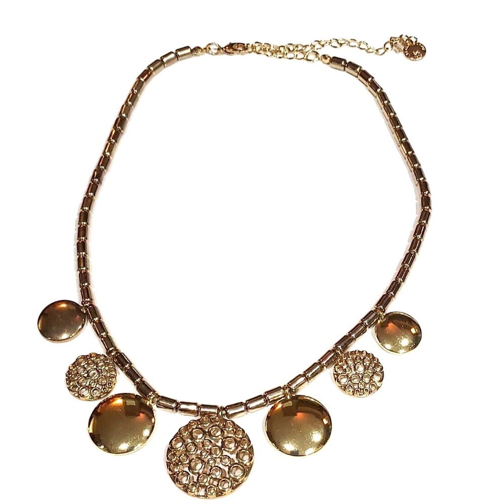 Necklace - Gold Tone Barrel Link Chain Statement - Claiborne